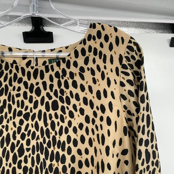 J.Crew Womens Cheetah Print Shift Dress 3/4 Sleeve Pockets Tan/Black Size 8 - Picture 4 of 9
